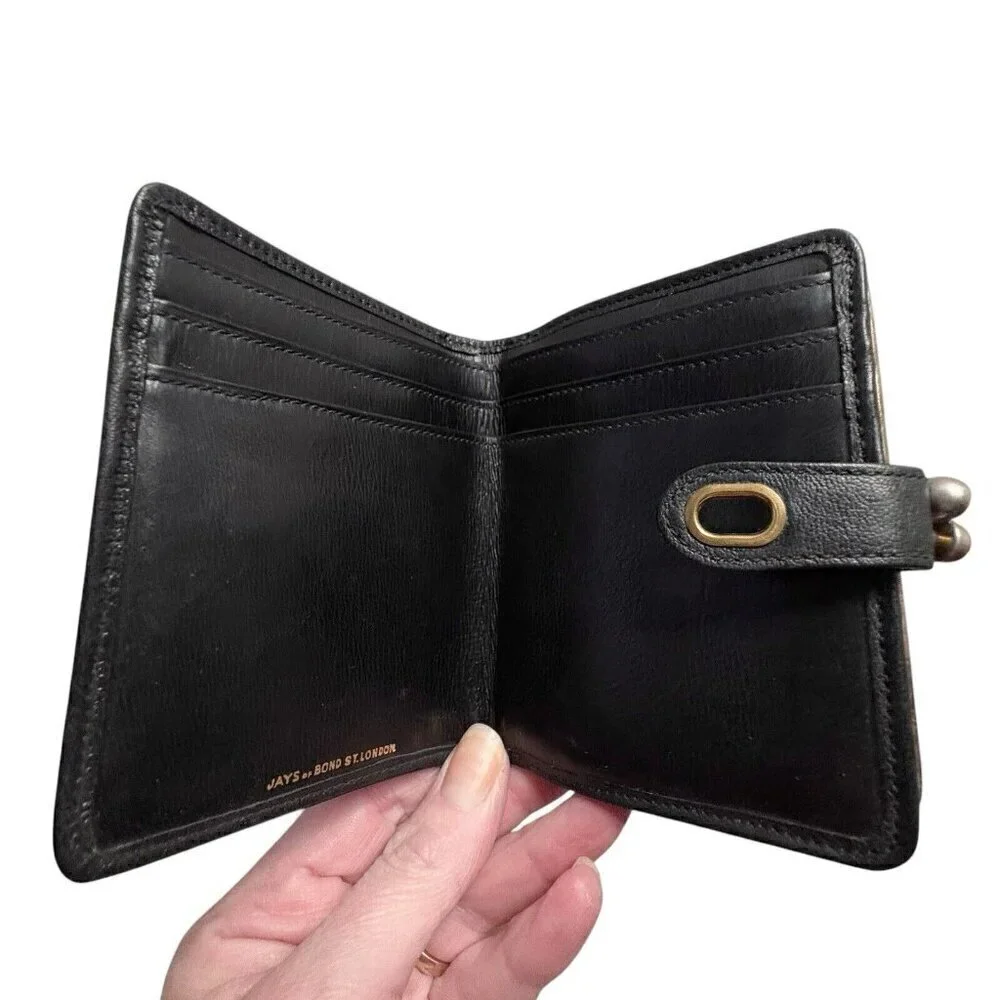 VTG Jays Of Bond St London Black Bifold Wallet Closure Unisex Women CLASSIC EUC